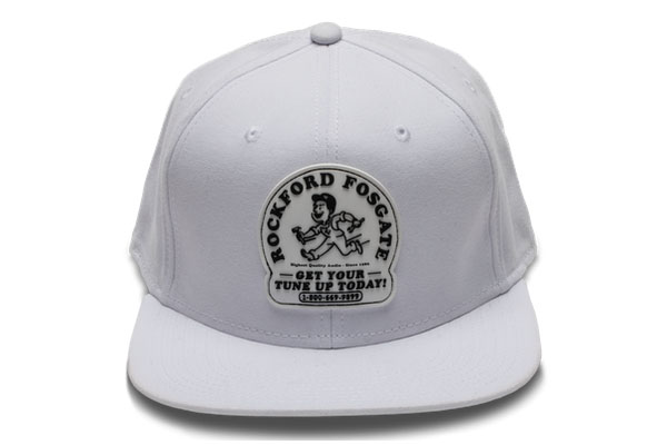  POP-TUNESHAT20 / White Snapback-Flex Hat w/ White & Black Rubber Patch